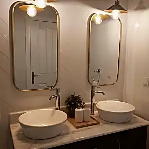 Oval Kenarlı Gold Banyo Aynası